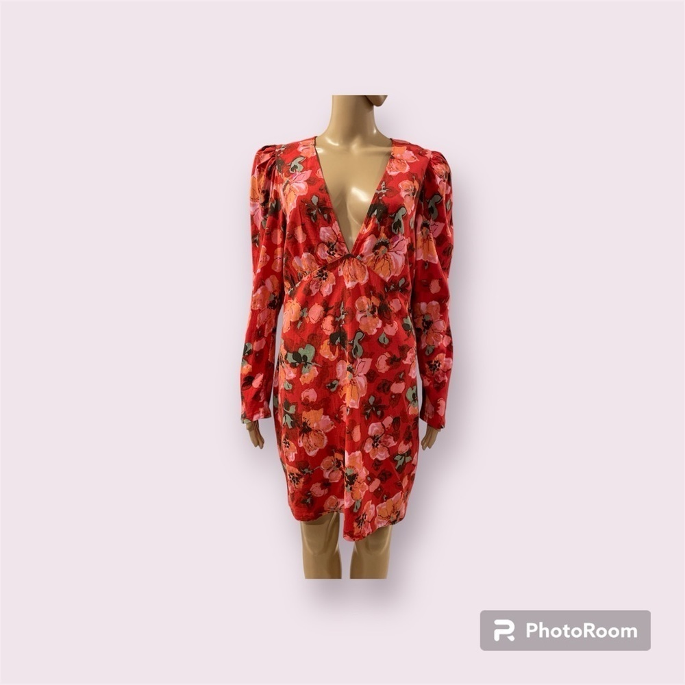 H&M patterned Puff-sleeved Dress size L